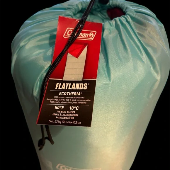 Coleman Flatlands EcoTherm Sleeping Bag in Teal - Picture 2 of 6